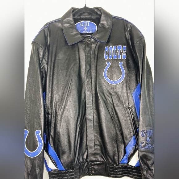 VINTAGE G-III & CARL BANKS INDIANAPOLIS COLTS LEATHER NFL JACKET. - Picture 1 of 8